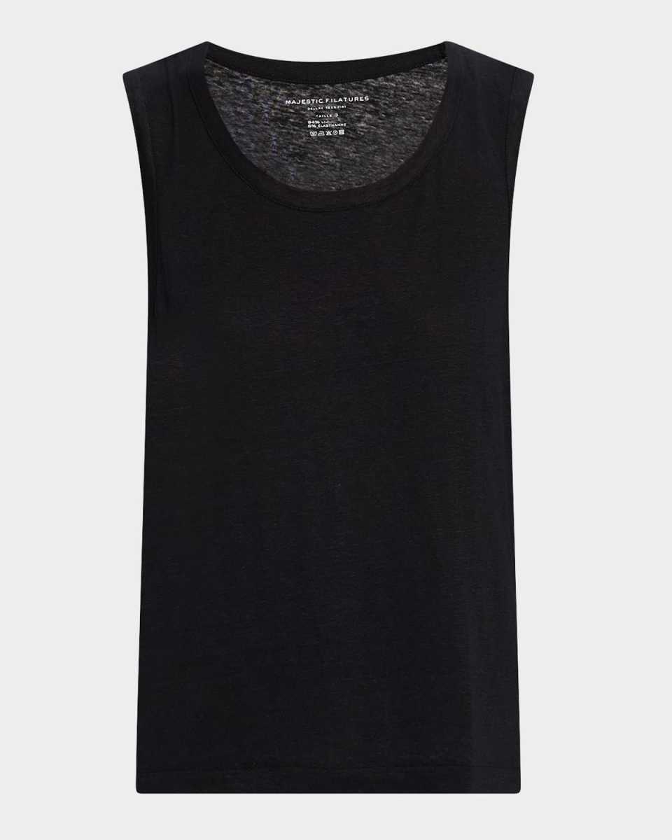 Crewneck Stretch Linen Tank